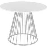 Canary Cosmo Dining Table in Silver Metal & White MDF